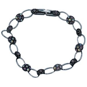 Pink Aurora Borealis Rhinestone Dark Tone Fashion Tennis Bracelet